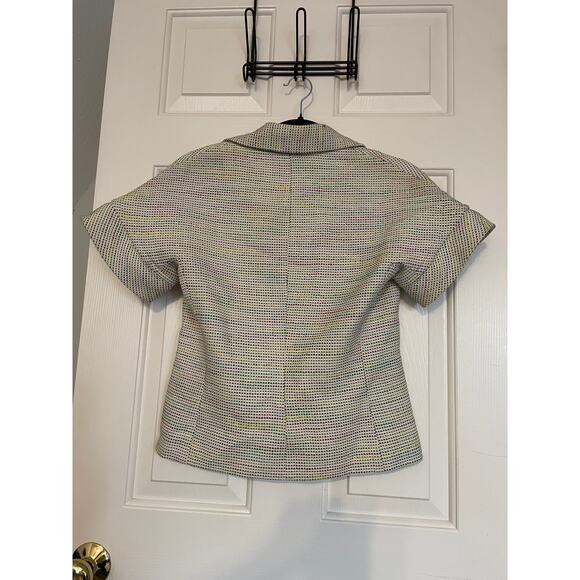 Trina Turk Blazer Designer Size 4 Rainbow Cuffed Short Sleeve Fully Lined - Picture 3 of 11